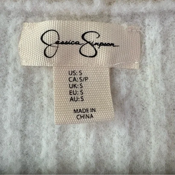 Jessica Simpson Cream and Tan Button up super soft fuzzy Cardigan sweater EUC - Picture 3 of 5